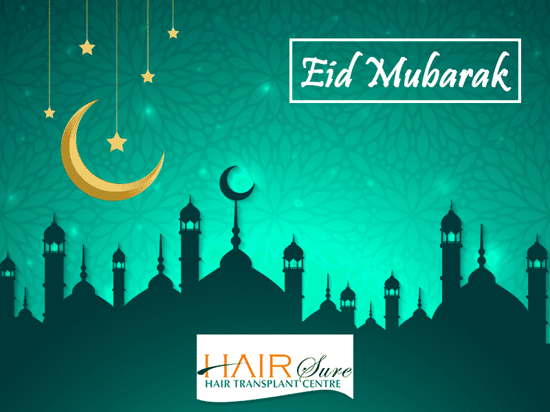 Eid Mubarak wishes by Hair sure clinic, one of the best Hair specialist in Hyderabad